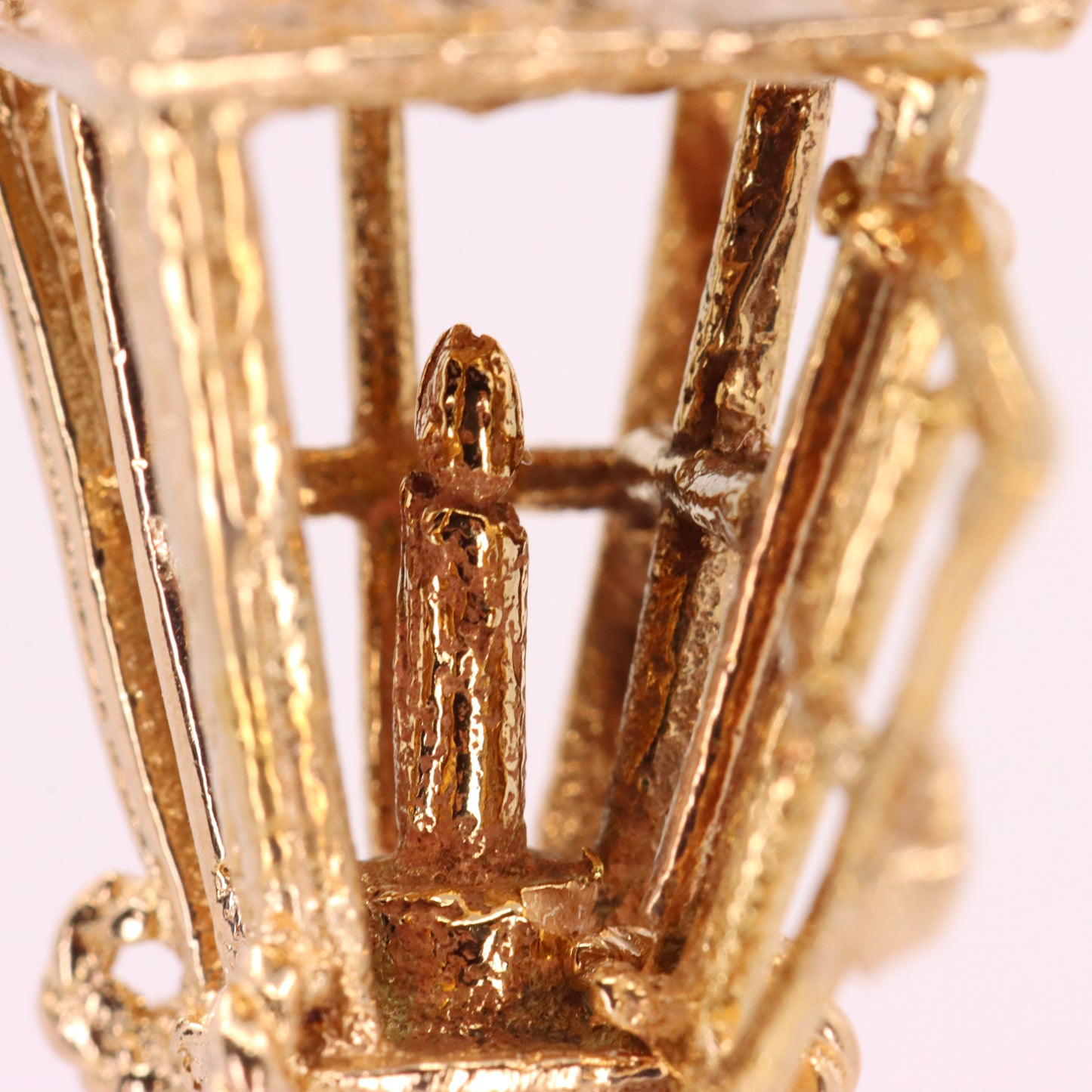 Vintage 9ct Hallmarked Yellow Gold Candle Lantern Pendant Retro Charm Gift