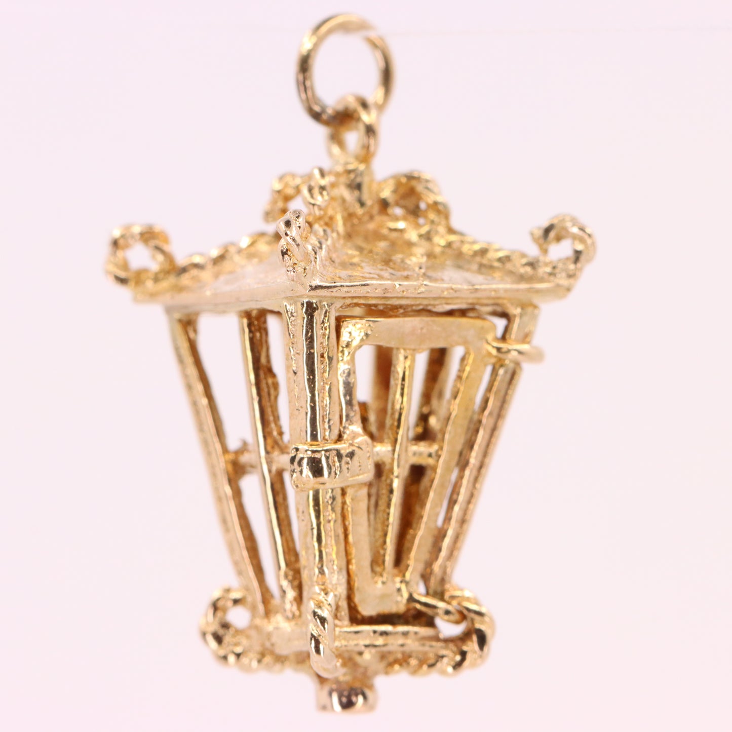 Vintage 9ct Hallmarked Yellow Gold Candle Lantern Pendant Retro Charm Gift