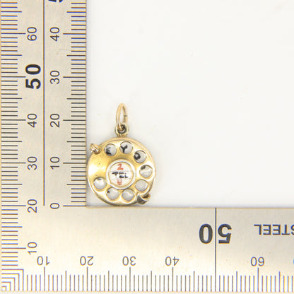 Vintage 9ct Georg Jensen Rotary Phone Charm Pendant I Love You Gold Gift