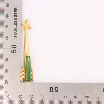 Vintage 18ct Gold Roy Sarkin Statement Pin Tourmaline Diamond Arrow Brooch