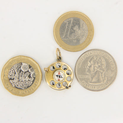 Vintage 9ct Georg Jensen Rotary Phone Charm Pendant I Love You Gold Gift