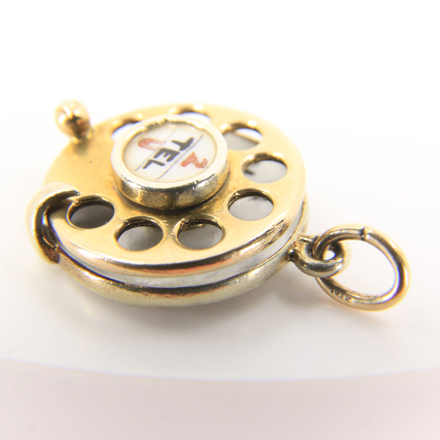 Vintage 9ct Georg Jensen Rotary Phone Charm Pendant I Love You Gold Gift