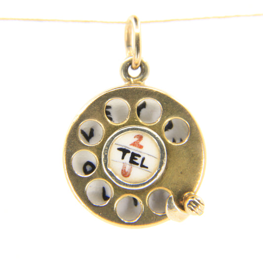 Vintage 9ct Georg Jensen Rotary Phone Charm Pendant I Love You Gold Gift