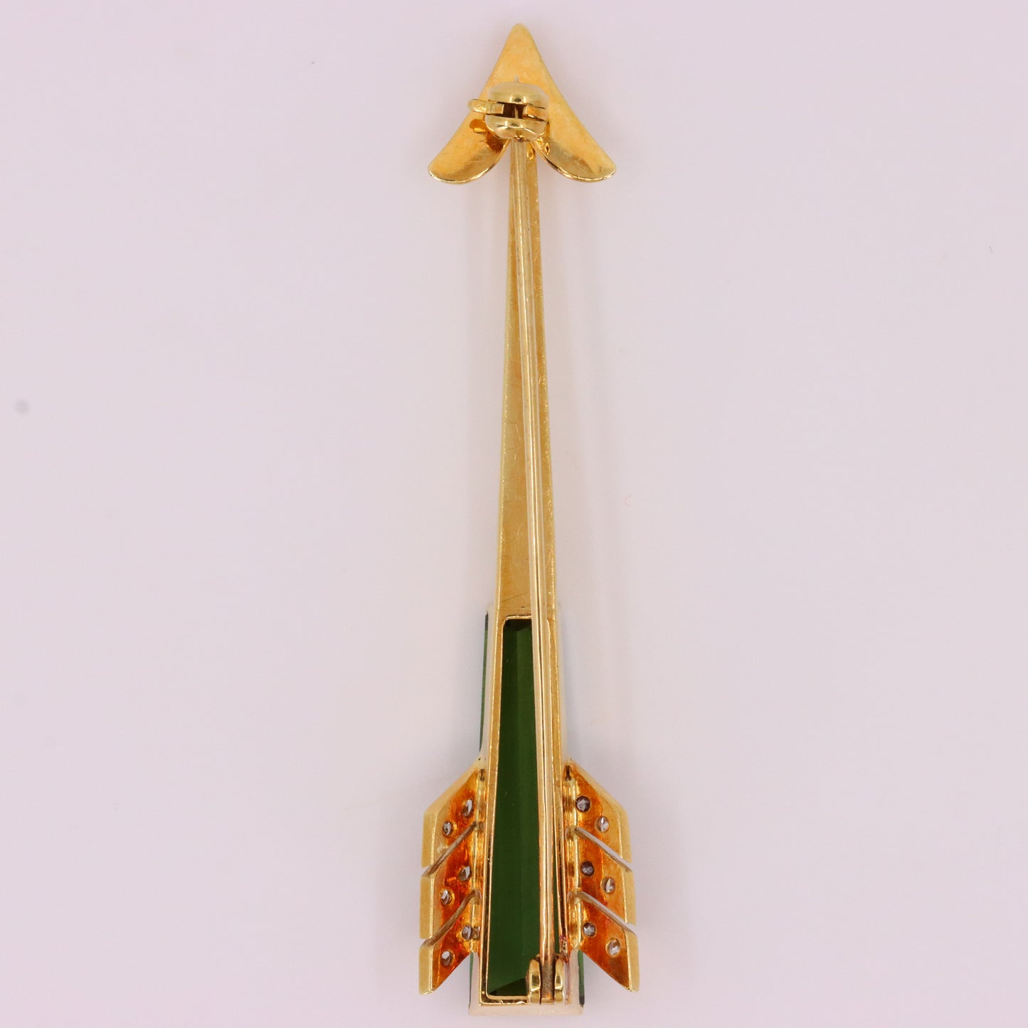 Vintage 18ct Gold Roy Sarkin Statement Pin Tourmaline Diamond Arrow Brooch