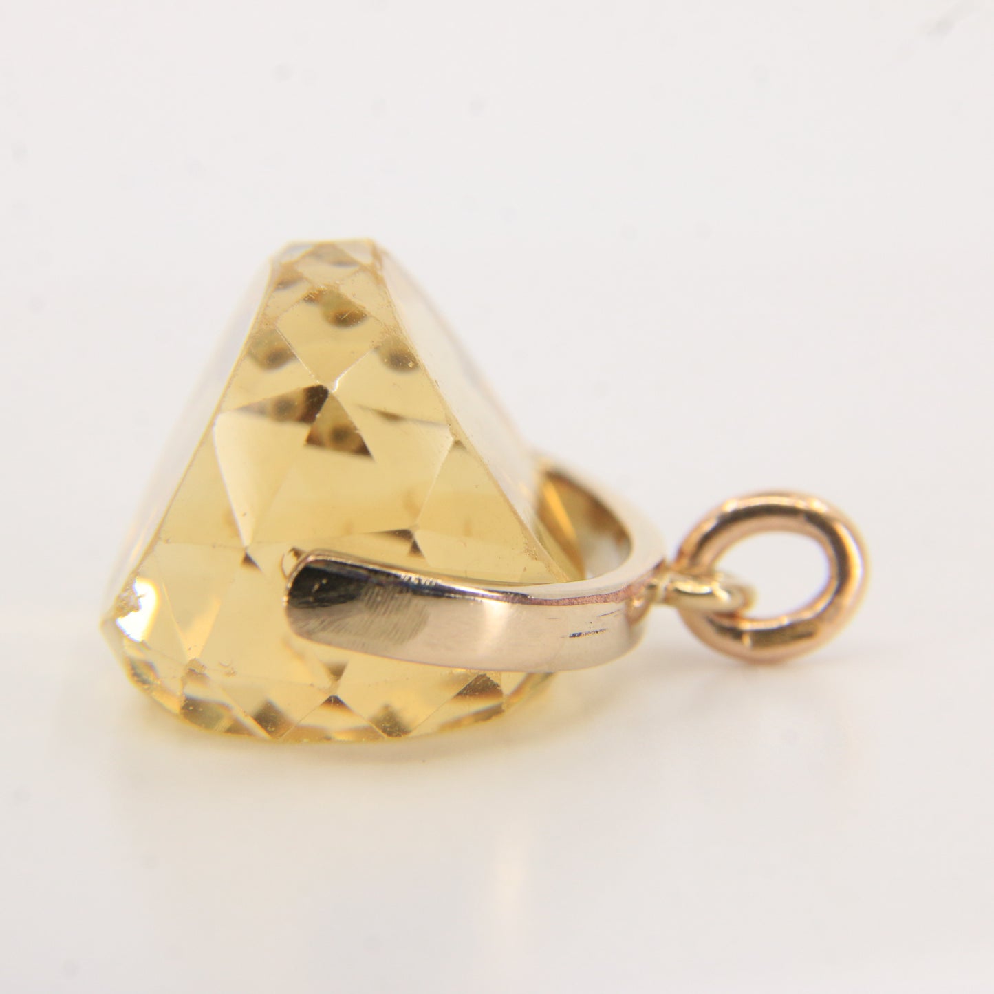 Vintage 9ct Hallmarked Gold Citrine Spinner Pendant Charm Faceted Stone Gift