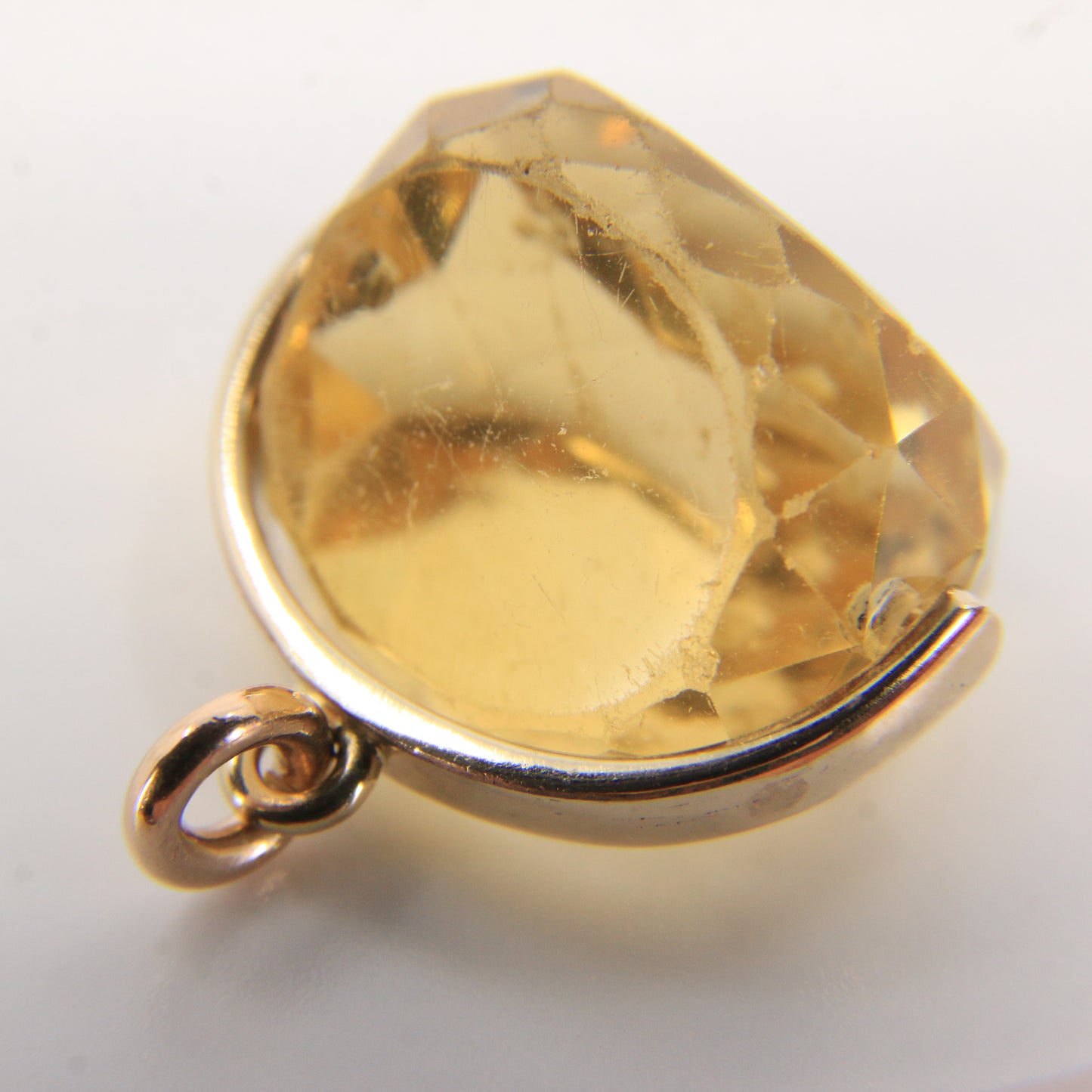 Vintage 9ct Hallmarked Gold Citrine Spinner Pendant Charm Faceted Stone Gift