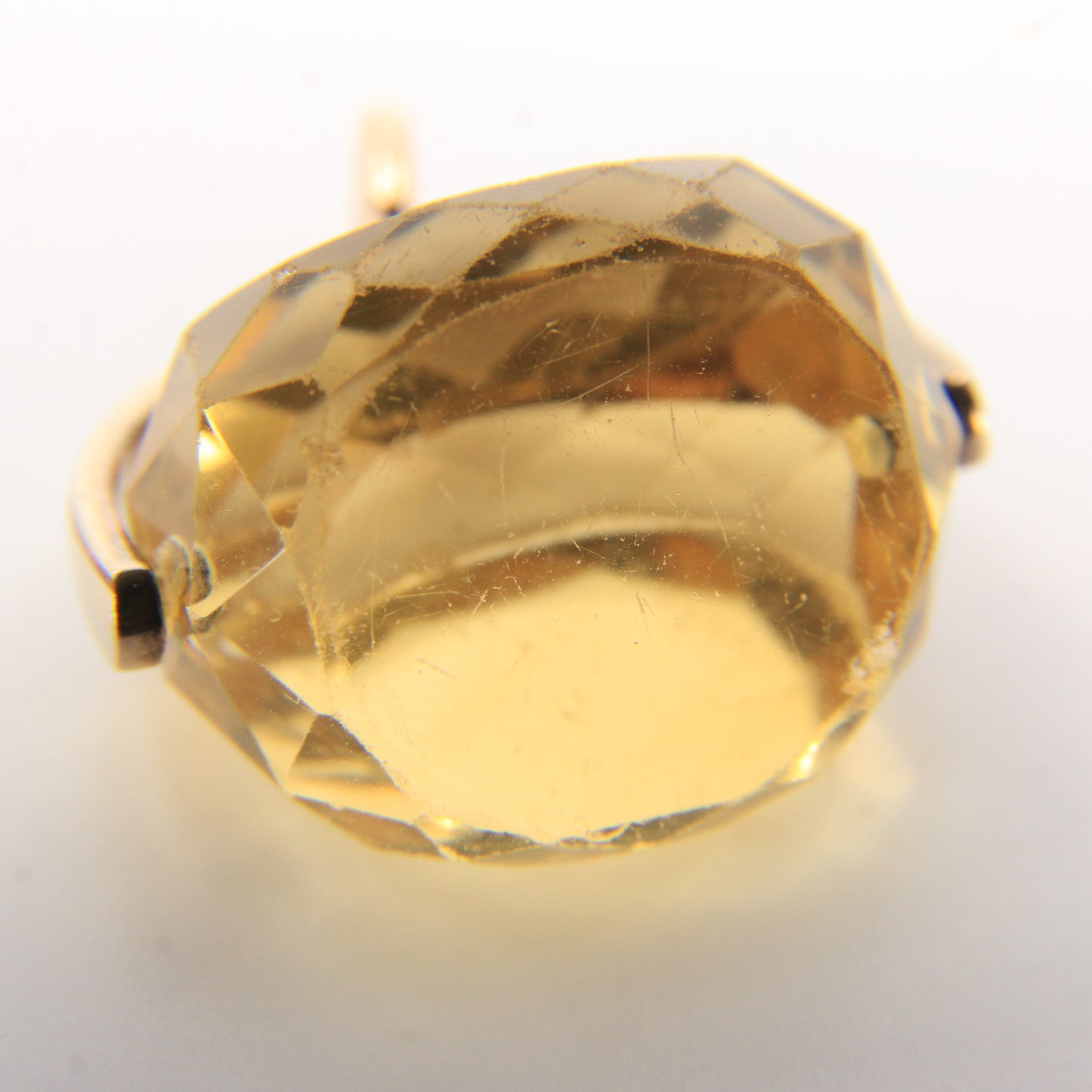 Vintage 9ct Hallmarked Gold Citrine Spinner Pendant Charm Faceted Stone Gift
