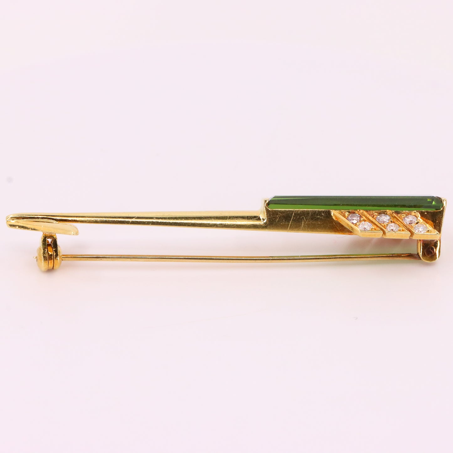 Vintage 18ct Gold Roy Sarkin Statement Pin Tourmaline Diamond Arrow Brooch