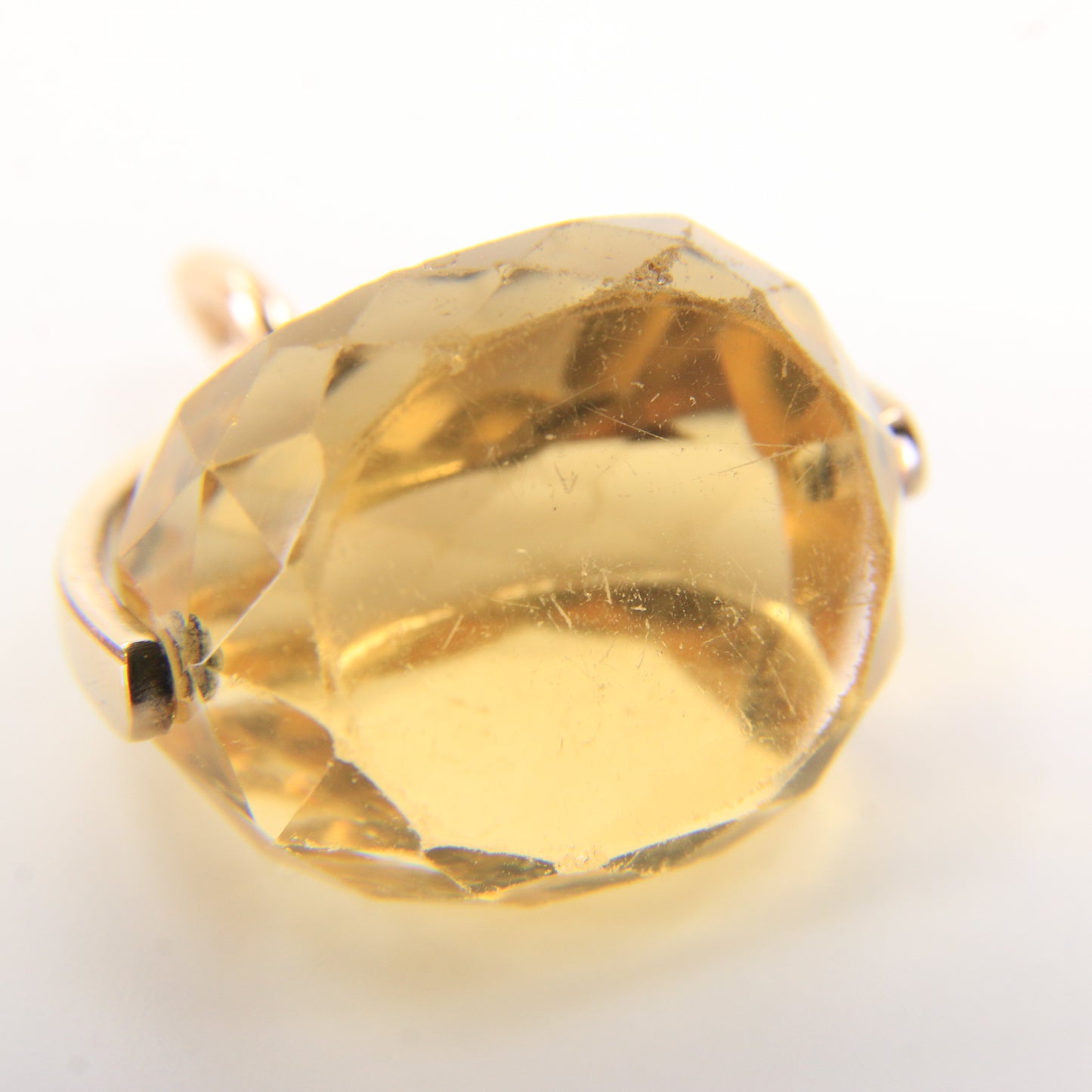Vintage 9ct Hallmarked Gold Citrine Spinner Pendant Charm Faceted Stone Gift