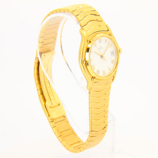 Vintage 18ct Ebel Wave Gold Ladies Gold Wristwatch Boxed