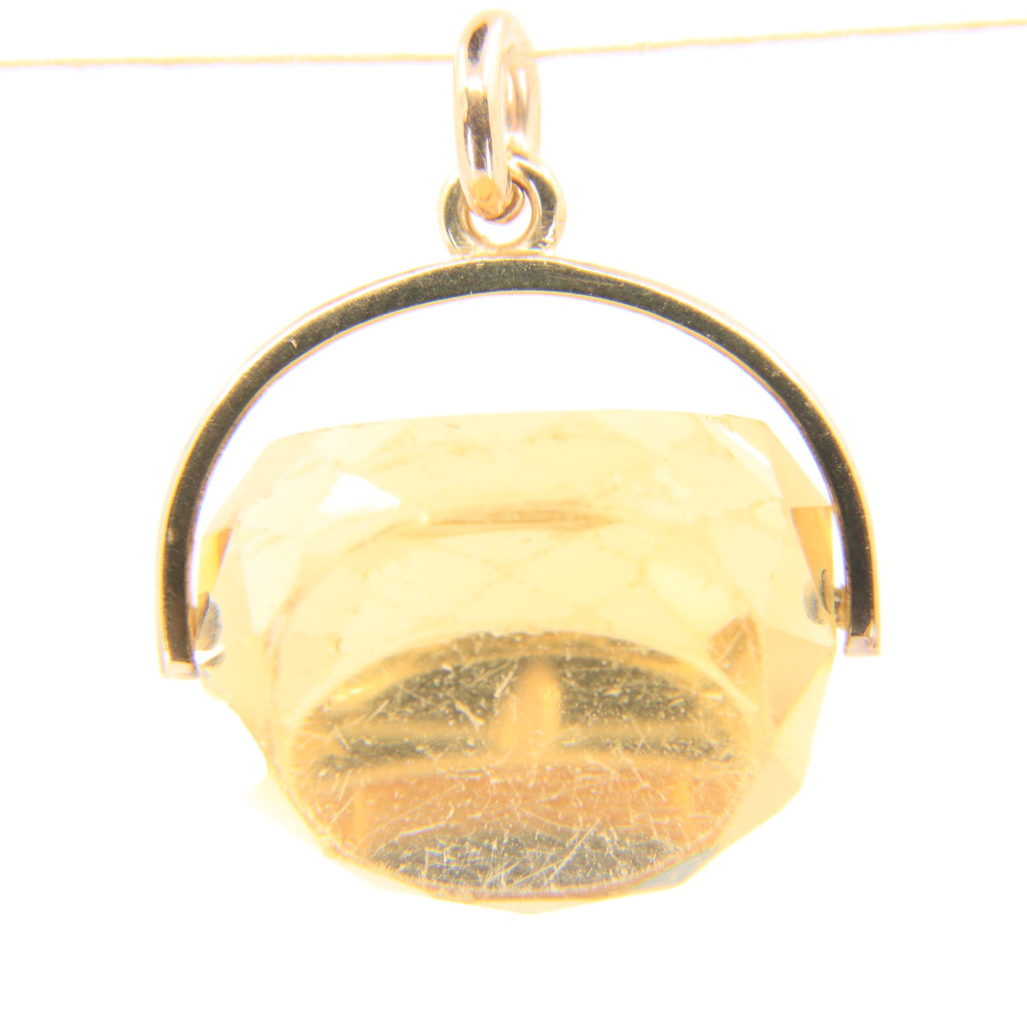 Vintage 9ct Hallmarked Gold Citrine Spinner Pendant Charm Faceted Stone Gift
