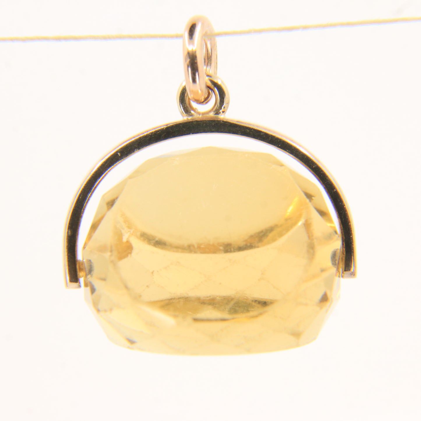 Vintage 9ct Hallmarked Gold Citrine Spinner Pendant Charm Faceted Stone Gift
