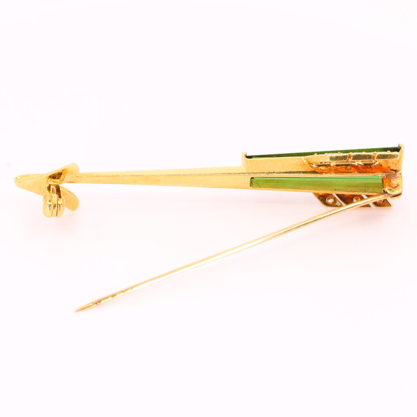 Vintage 18ct Gold Roy Sarkin Statement Pin Tourmaline Diamond Arrow Brooch