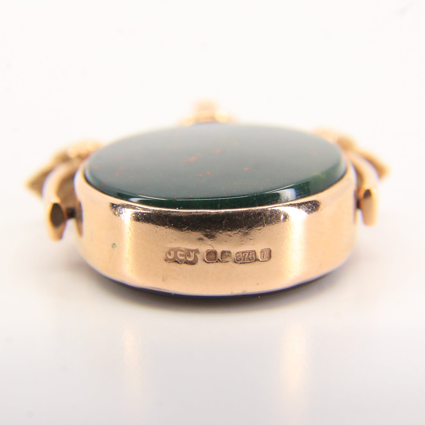 Vintage 9ct Hallmarked Gold Spinner Pendant Bloodstone Carnelian Fob Charm Gift