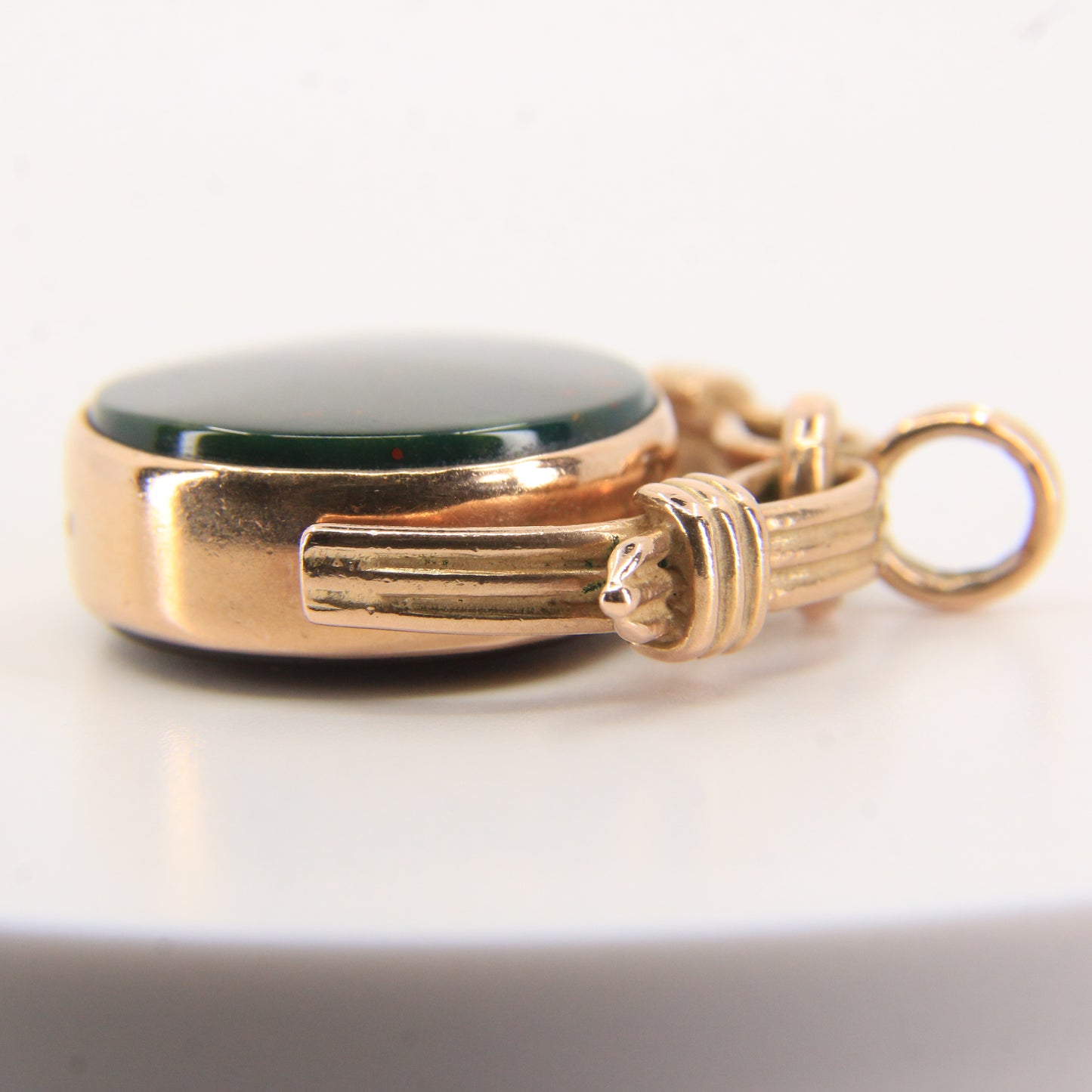 Vintage 9ct Hallmarked Gold Spinner Pendant Bloodstone Carnelian Fob Charm Gift