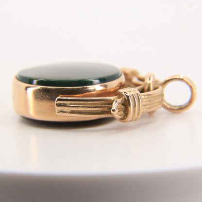 Vintage 9ct Hallmarked Gold Spinner Pendant Bloodstone Carnelian Fob Charm Gift