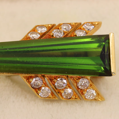 Vintage 18ct Gold Roy Sarkin Statement Pin Tourmaline Diamond Arrow Brooch