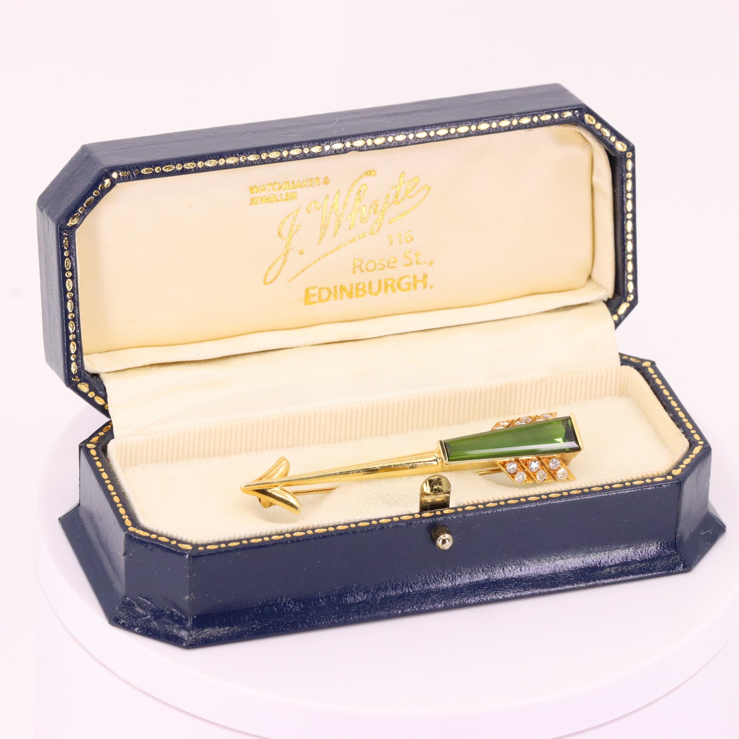 Vintage 18ct Gold Roy Sarkin Statement Pin Tourmaline Diamond Arrow Brooch