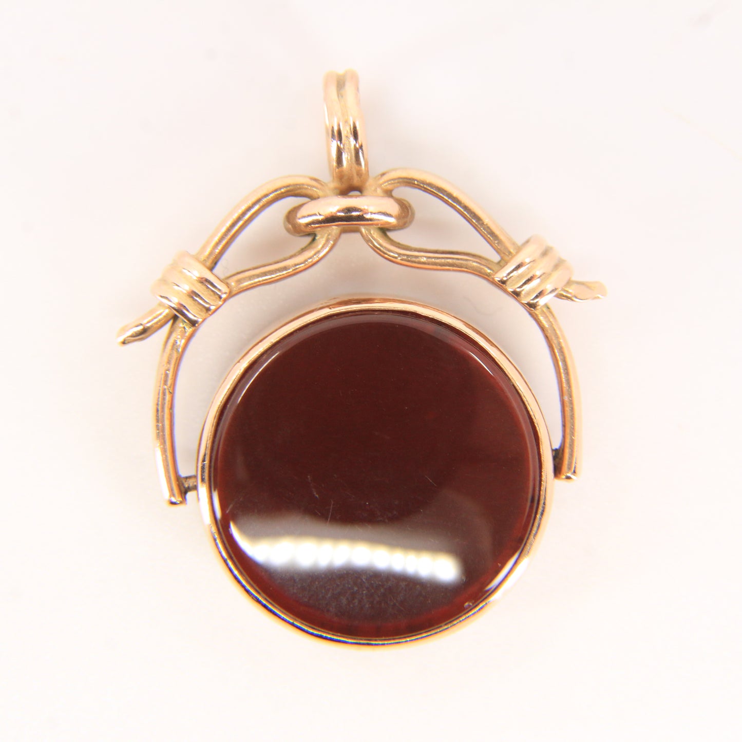 Vintage 9ct Hallmarked Gold Spinner Pendant Bloodstone Carnelian Fob Charm Gift