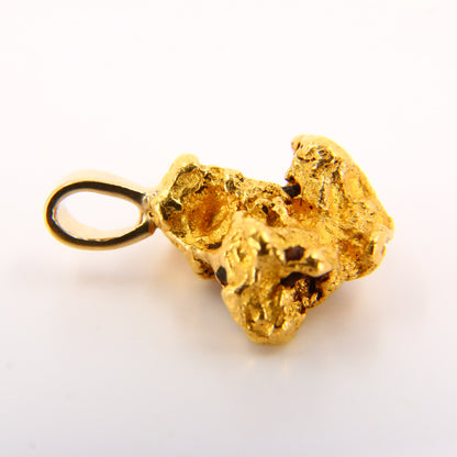 Vintage Natural Gold Nugget Pendant 23K Solid Gold on 9ct Hoop Gold Charm Gift