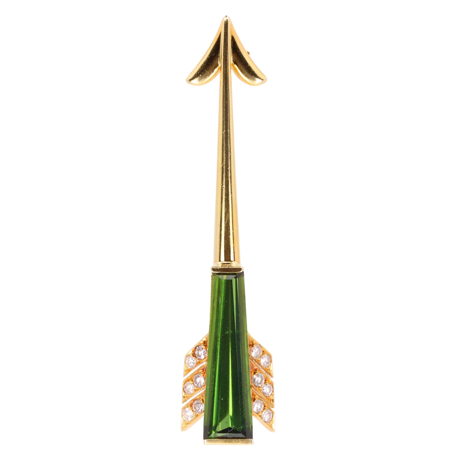 Vintage 18ct Gold Roy Sarkin Statement Pin Tourmaline Diamond Arrow Brooch
