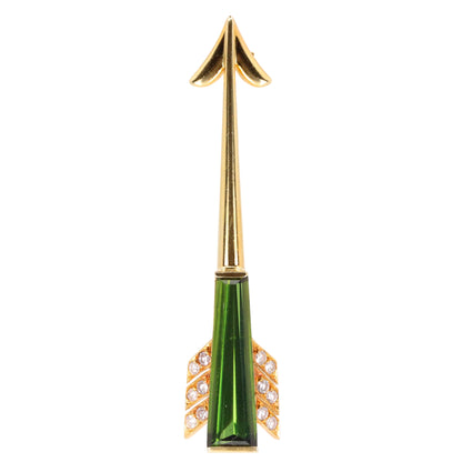 Vintage 18ct Gold Roy Sarkin Statement Pin Tourmaline Diamond Arrow Brooch