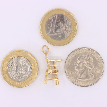 Vintage 9ct Hallmarked Gold Folding High Chair Charm Pram Stroller Pendant Gift