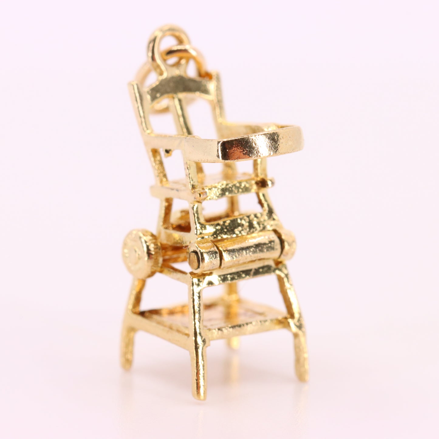 Vintage 9ct Hallmarked Gold Folding High Chair Charm Pram Stroller Pendant Gift