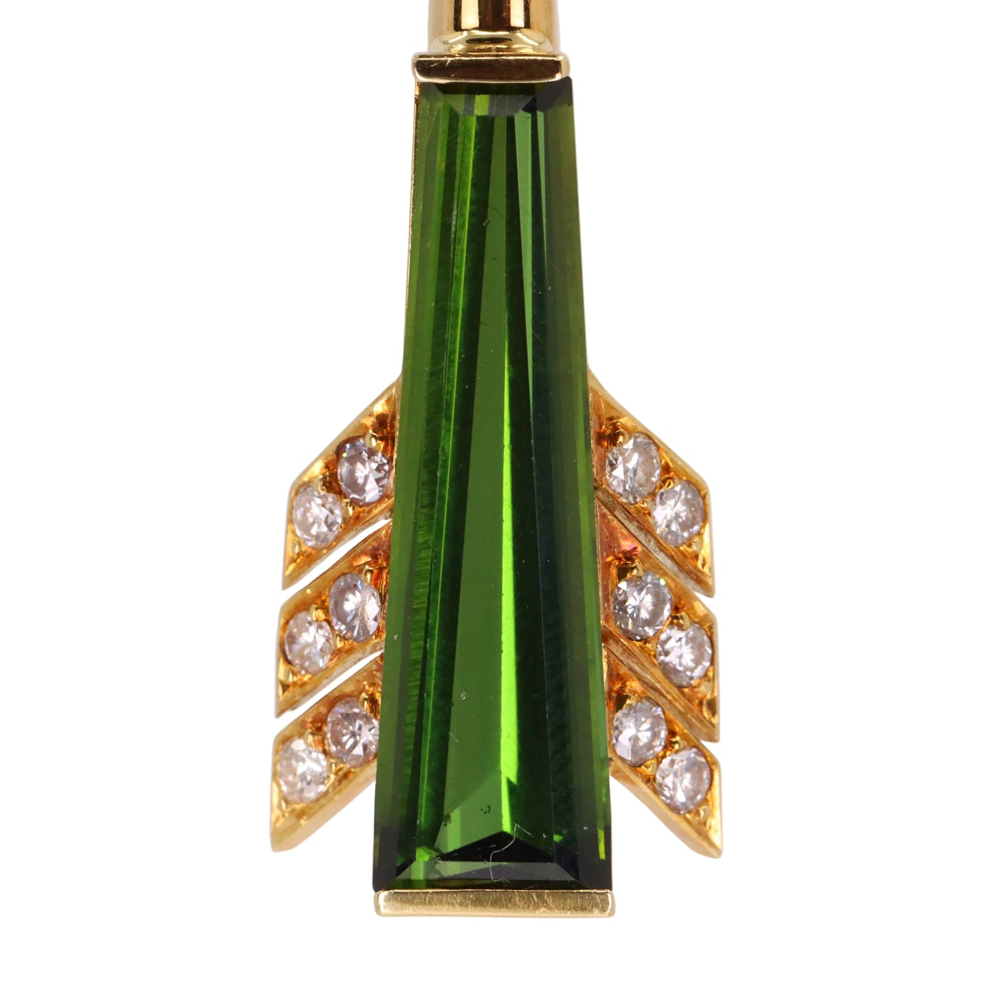 Vintage 18ct Gold Roy Sarkin Statement Pin Tourmaline Diamond Arrow Brooch