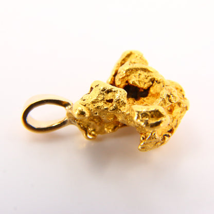 Vintage Natural Gold Nugget Pendant 23K Solid Gold on 9ct Hoop Gold Charm Gift