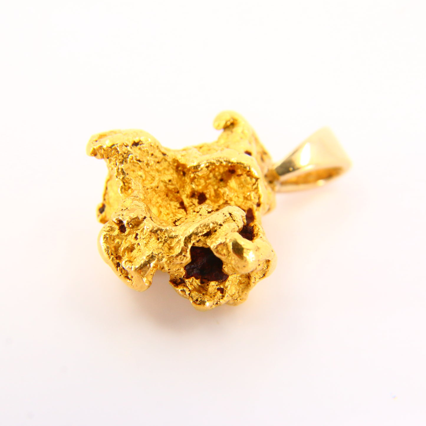 Vintage Natural Gold Nugget Pendant 23K Solid Gold on 9ct Hoop Gold Charm Gift