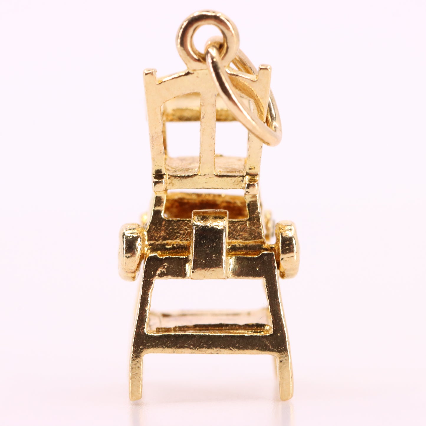 Vintage 9ct Hallmarked Gold Folding High Chair Charm Pram Stroller Pendant Gift