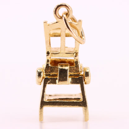 Vintage 9ct Hallmarked Gold Folding High Chair Charm Pram Stroller Pendant Gift