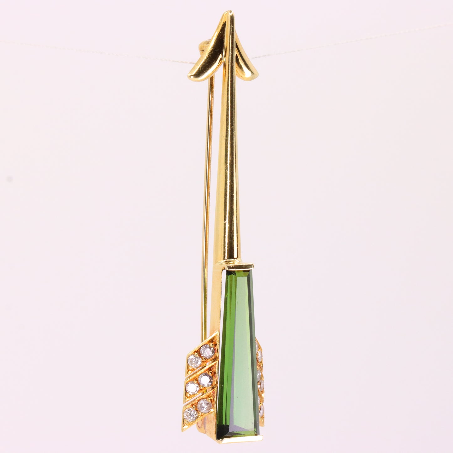 Vintage 18ct Gold Roy Sarkin Statement Pin Tourmaline Diamond Arrow Brooch