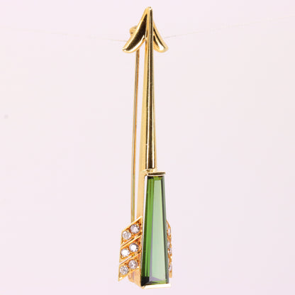 Vintage 18ct Gold Roy Sarkin Statement Pin Tourmaline Diamond Arrow Brooch
