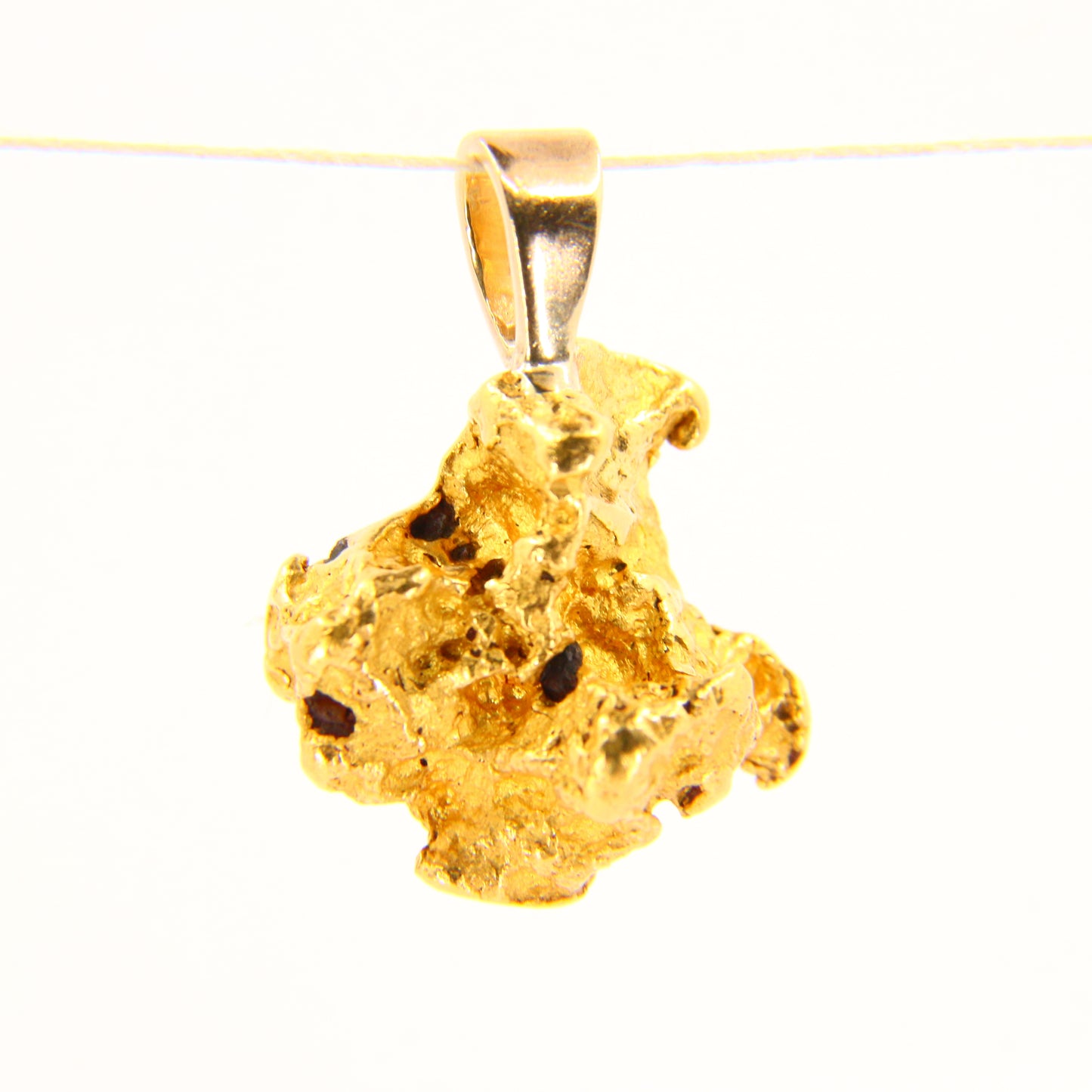 Vintage Natural Gold Nugget Pendant 23K Solid Gold on 9ct Hoop Gold Charm Gift