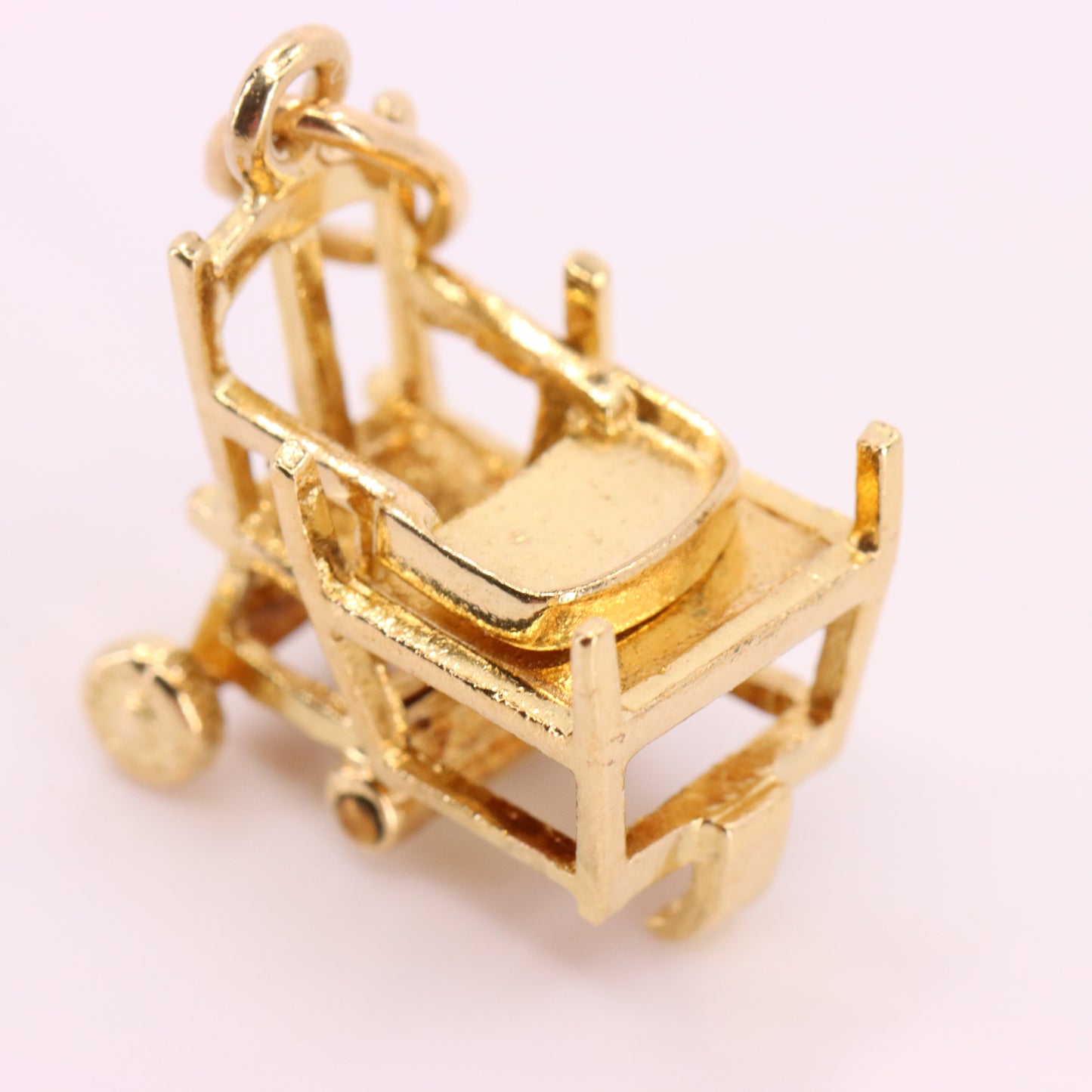 Vintage 9ct Hallmarked Gold Folding High Chair Charm Pram Stroller Pendant Gift