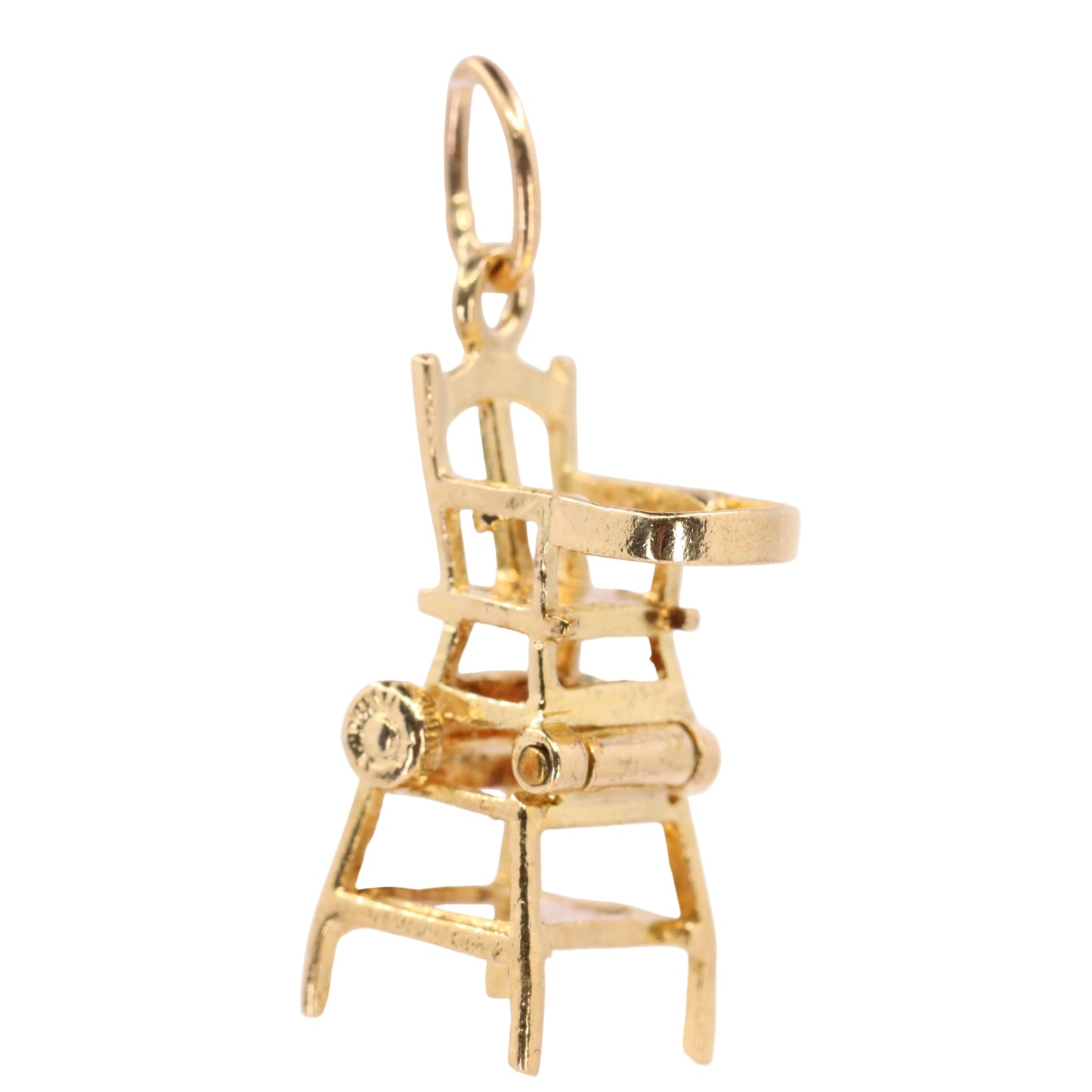 Vintage 9ct Hallmarked Gold Folding High Chair Charm Pram Stroller Pendant Gift