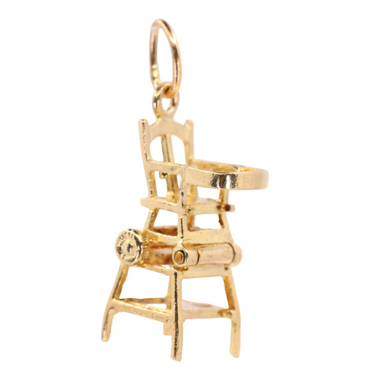 Vintage 9ct Hallmarked Gold Folding High Chair Charm Pram Stroller Pendant Gift