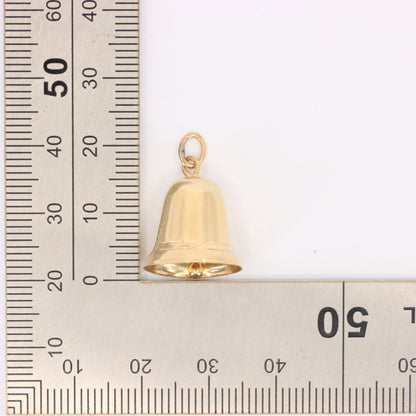 Vintage 9ct Yellow Gold Ringing Bell Charm Pendant Moving Bell Charm