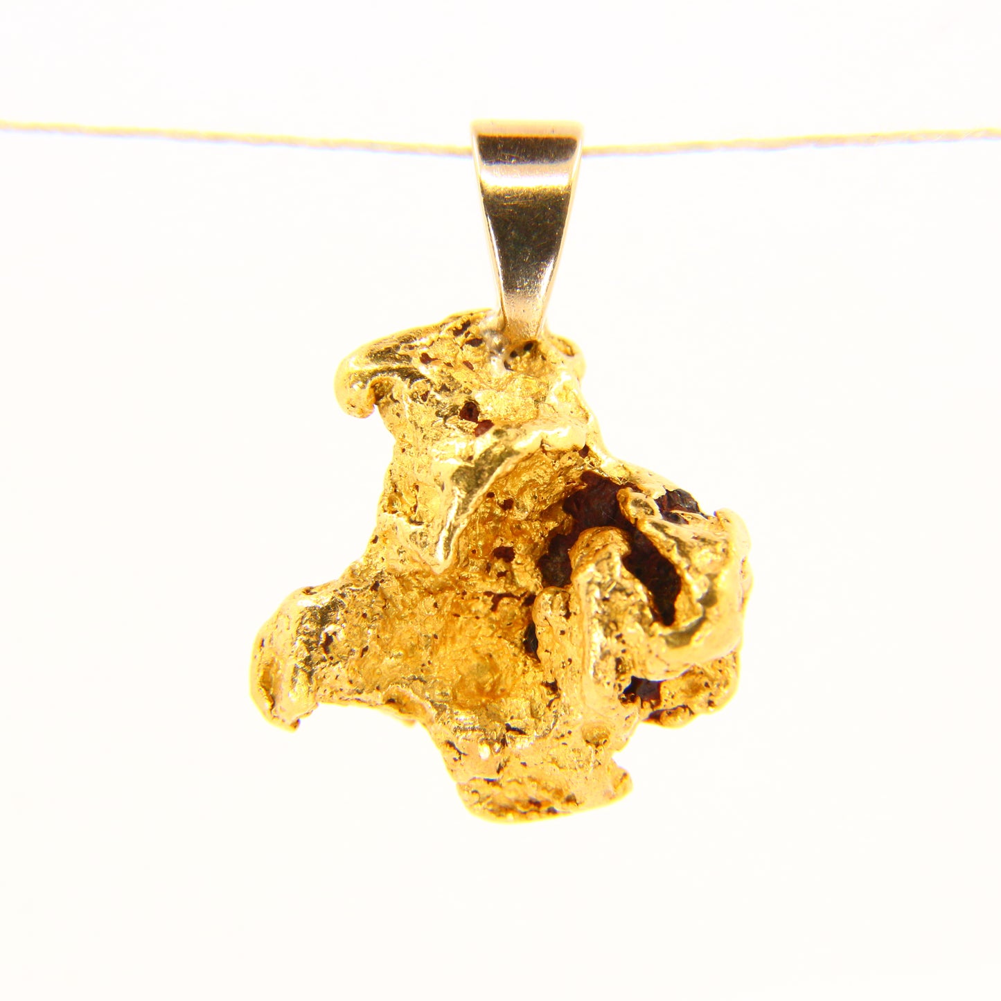 Vintage Natural Gold Nugget Pendant 23K Solid Gold on 9ct Hoop Gold Charm Gift