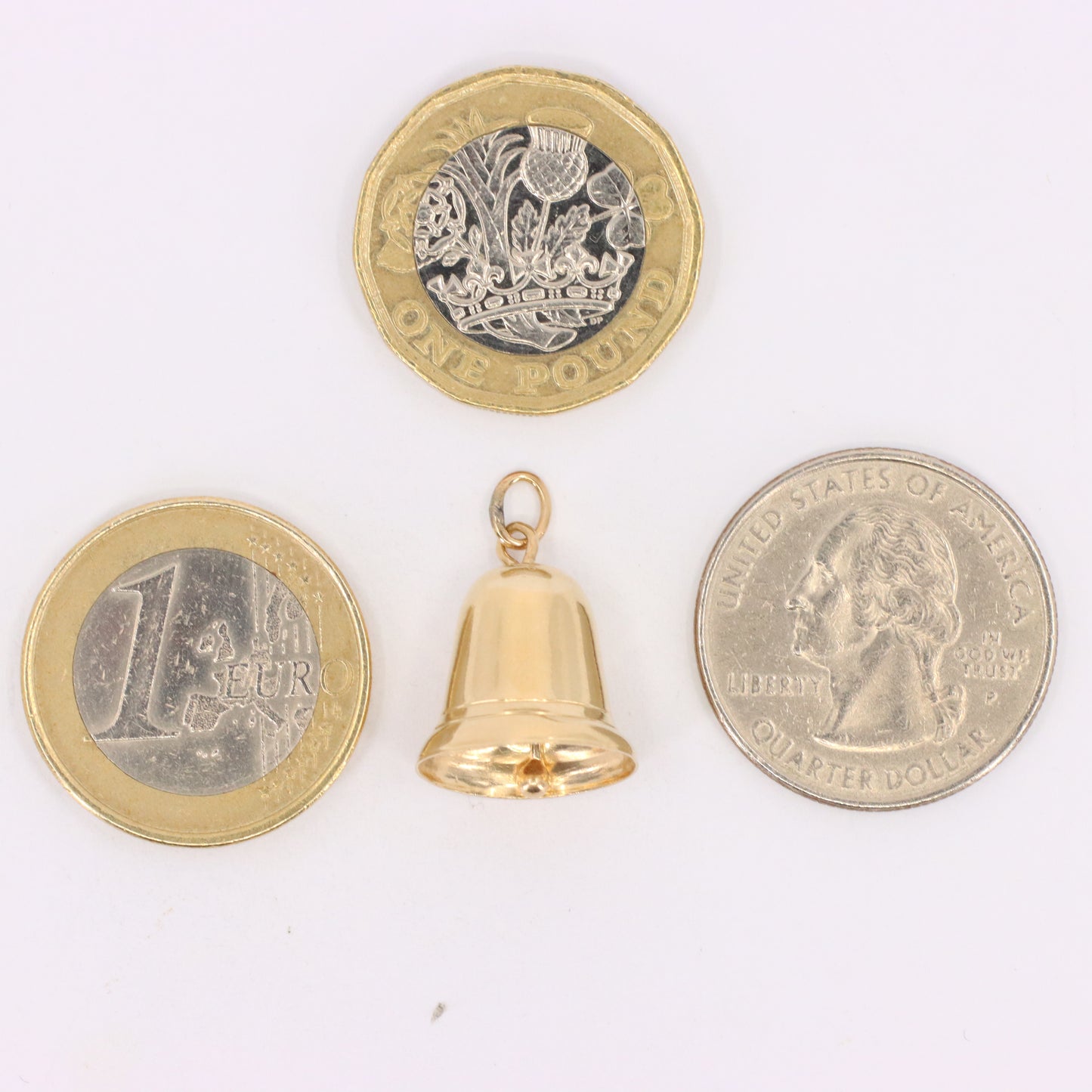 Vintage 9ct Yellow Gold Ringing Bell Charm Pendant Moving Bell Charm