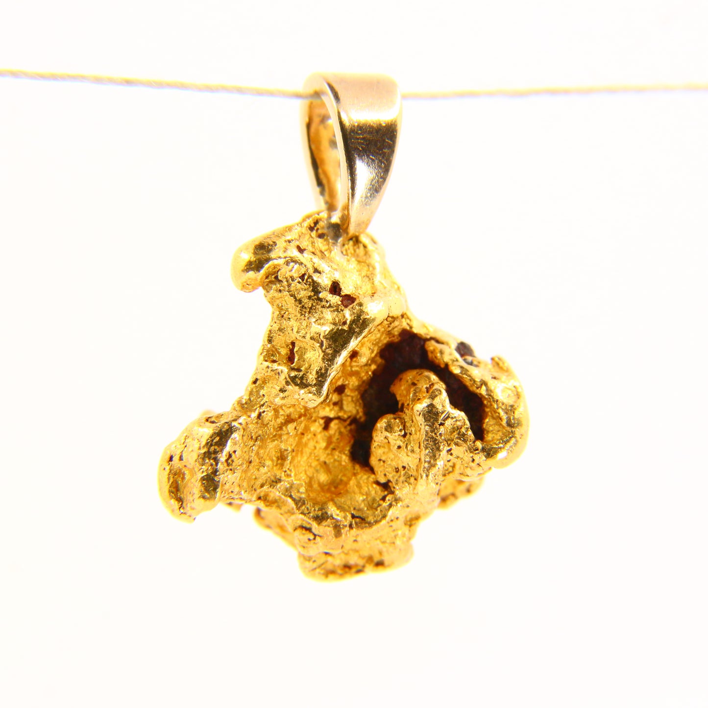 Vintage Natural Gold Nugget Pendant 23K Solid Gold on 9ct Hoop Gold Charm Gift