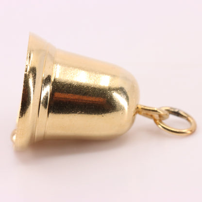 Vintage 9ct Yellow Gold Ringing Bell Charm Pendant Moving Bell Charm