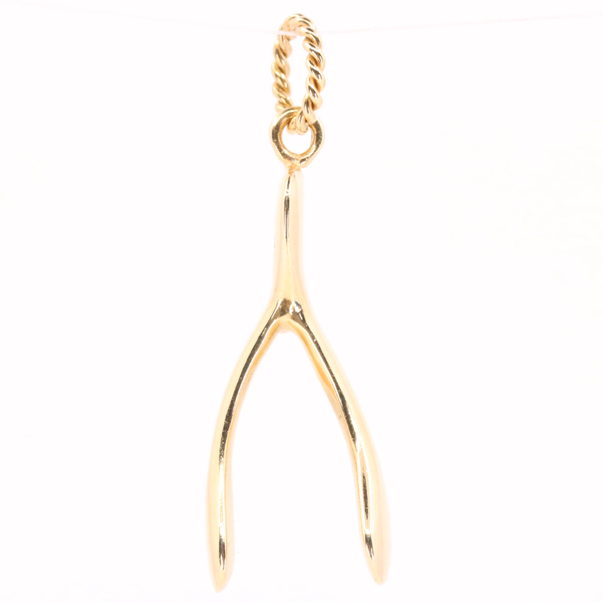 Vintage 9ct Hallmarked Gold Diamond Wishbone Ring Holder Charm Lucky Pendant
