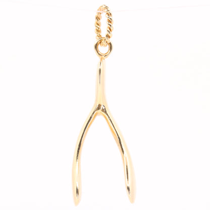 Vintage 9ct Hallmarked Gold Diamond Wishbone Ring Holder Charm Lucky Pendant