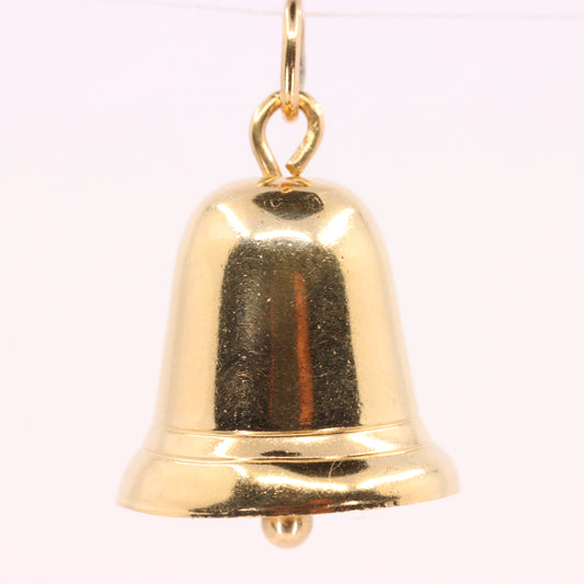 Vintage 9ct Yellow Gold Ringing Bell Charm Pendant Moving Bell Charm