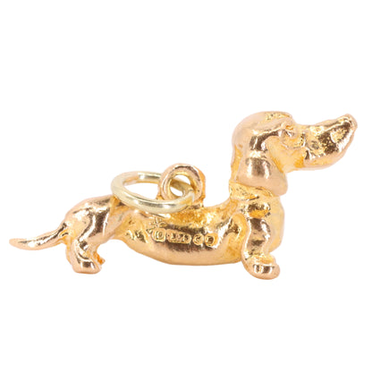 Vintage 9ct Hallmarked Gold Dachshund Sausage Dog Charm Pendant New Puppy Gift