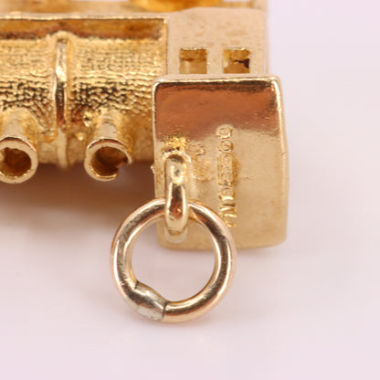 Vintage 9ct Hallmarked Yellow Gold Steam Train Charm Retro Travel Pendant Gift