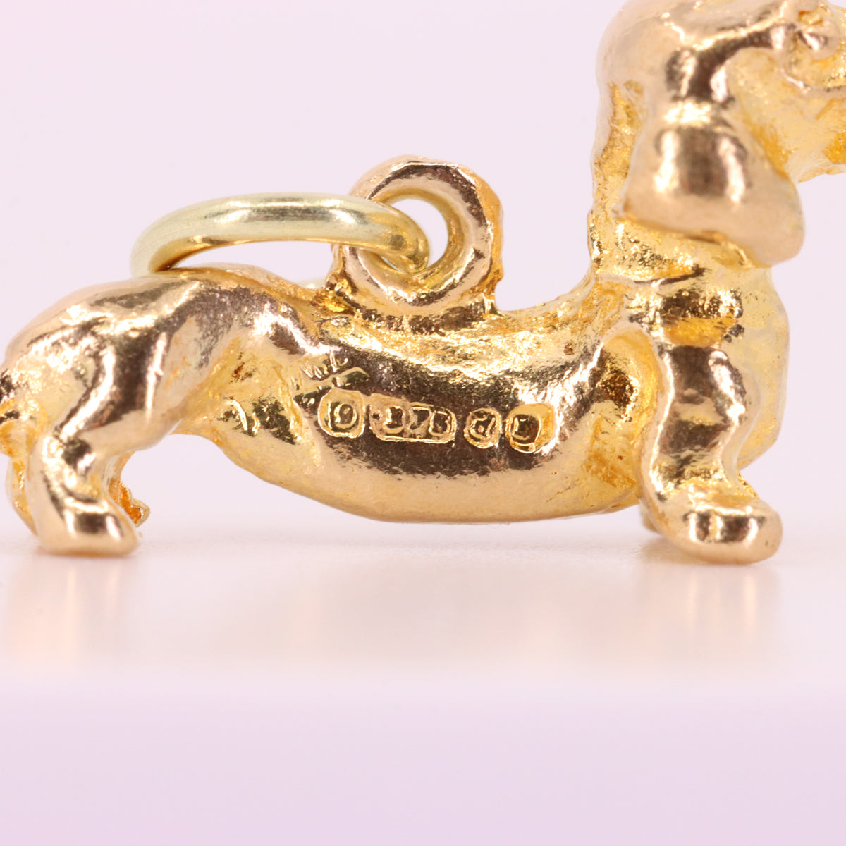 Vintage 9ct Hallmarked Gold Dachshund Sausage Dog Charm Pendant New Puppy Gift